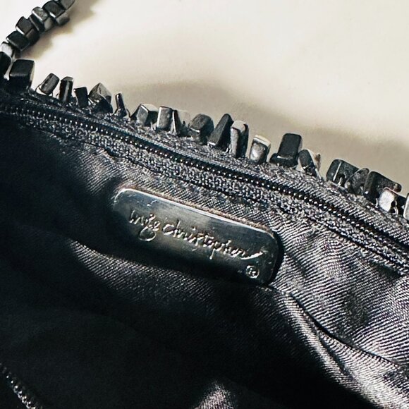 Inge Christopher Black Small Evening Bag Beaded Clutch Purse Handbag - Picture 4 of 4